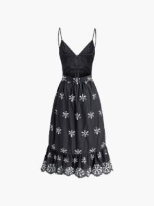 Embroidered Floral Open Back Midi Dress sold by COMMENSE