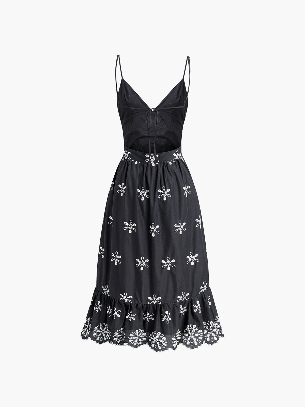 Embroidered Floral Open Back Midi Dress sold by COMMENSE product image thumbnail 3