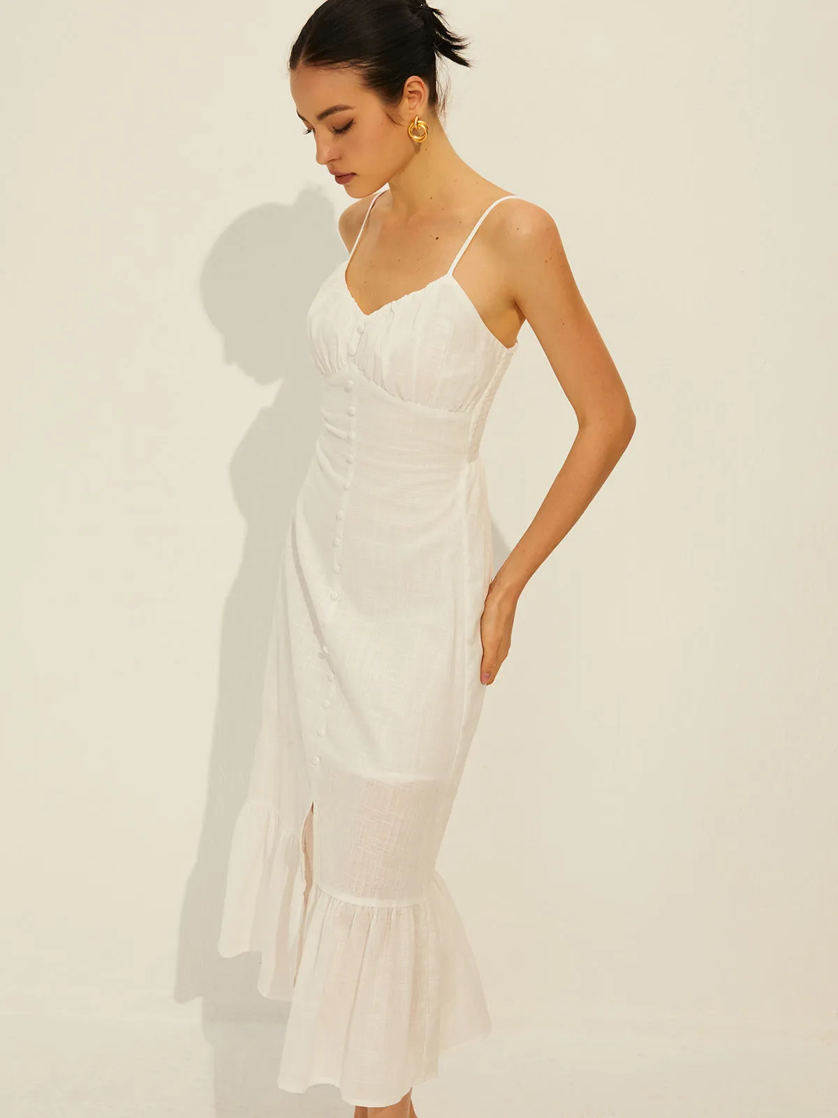 Cotton Ruffle Split Dress sold by COMMENSE product image thumbnail 5