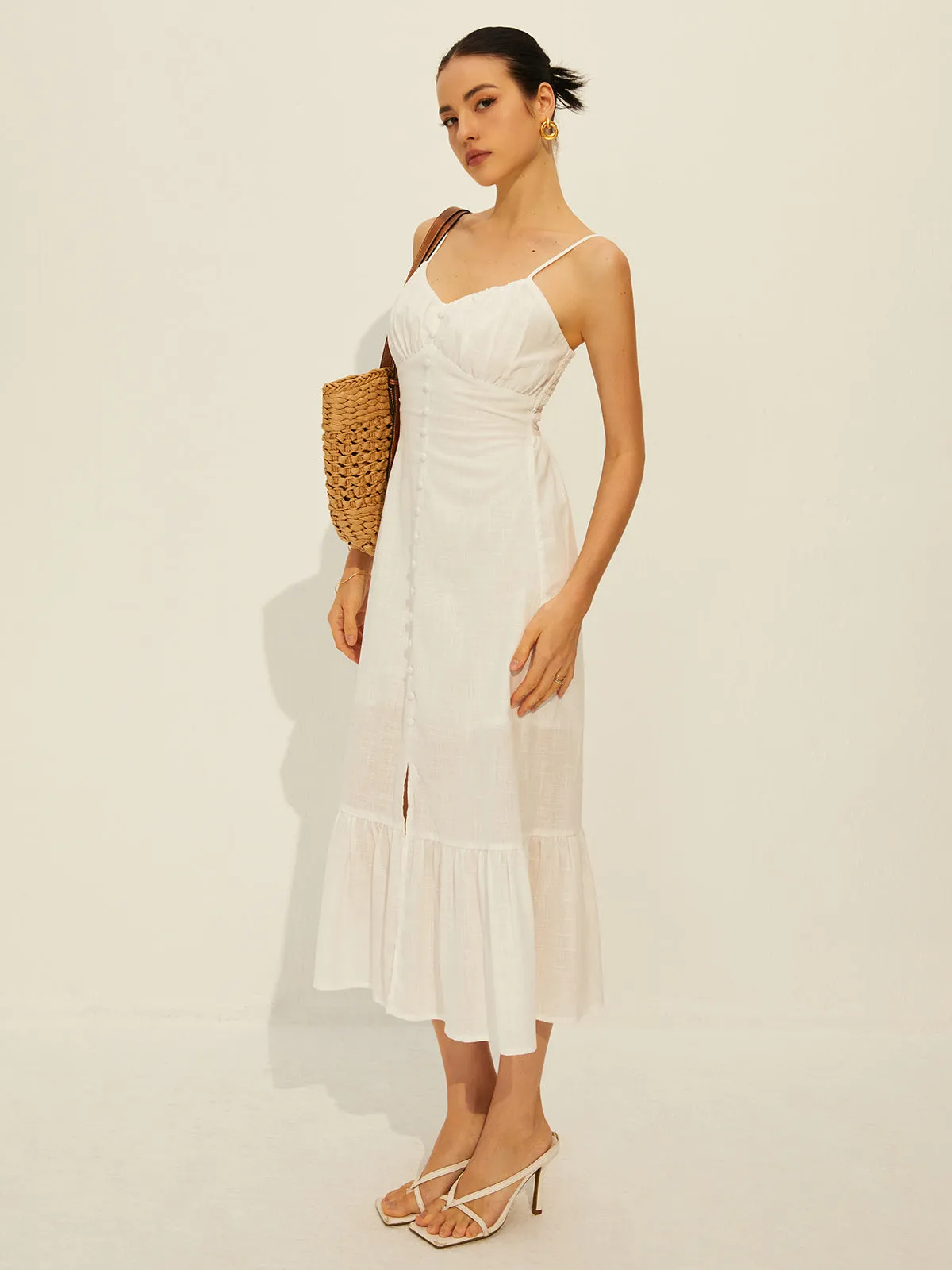 Cotton Ruffle Split Dress sold by COMMENSE product image thumbnail 3