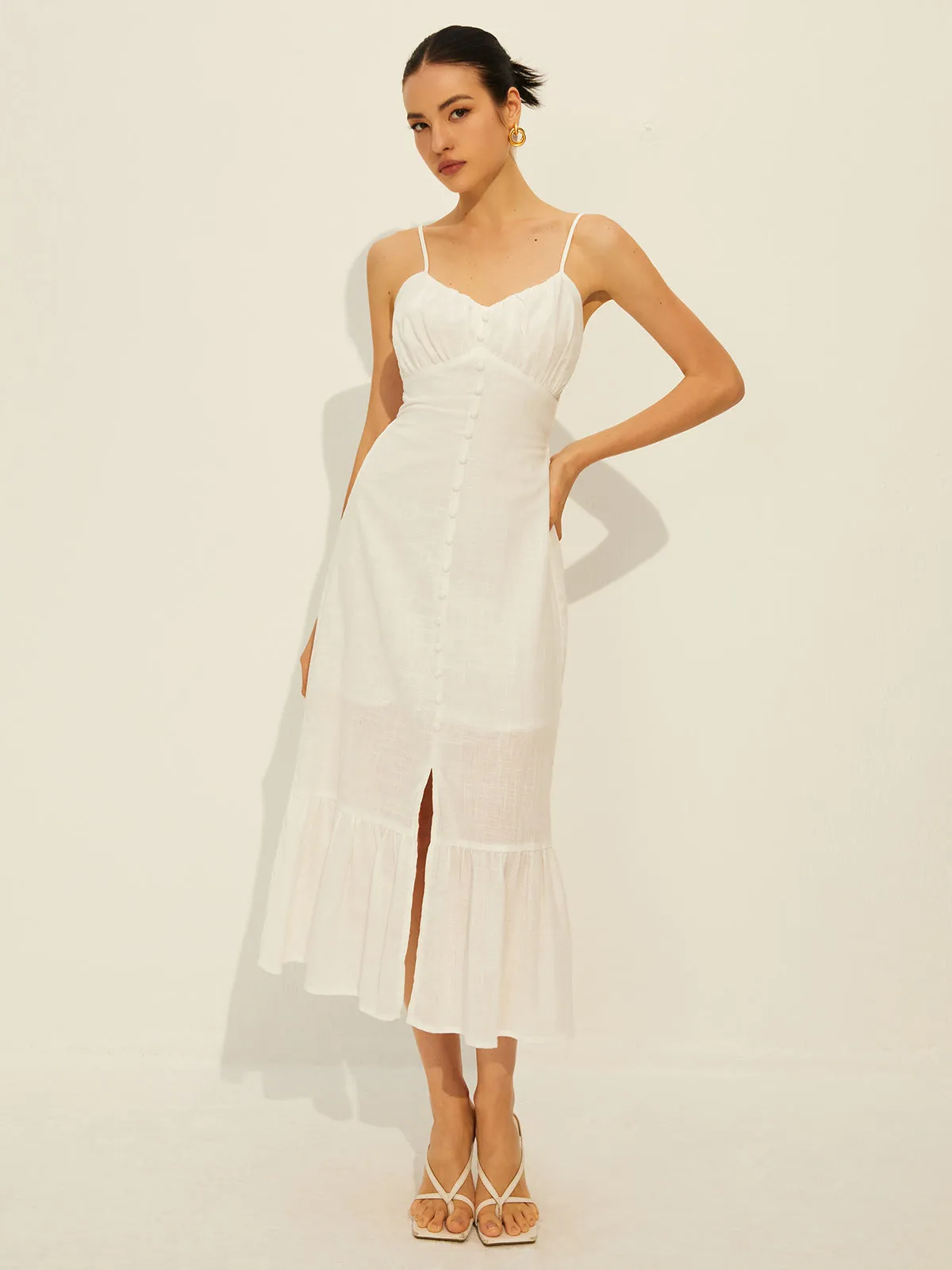 Cotton Ruffle Split Dress sold by COMMENSE