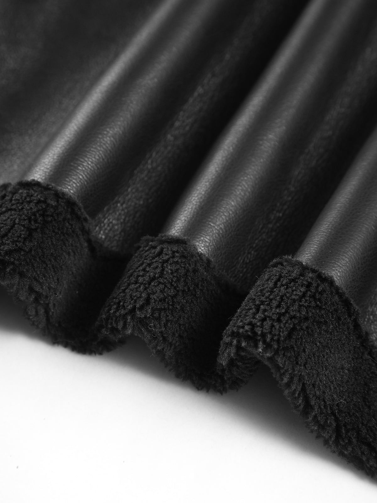 Faux Fur Lined Shearling Leather Biker Jacket sold by COMMENSE product image thumbnail 5