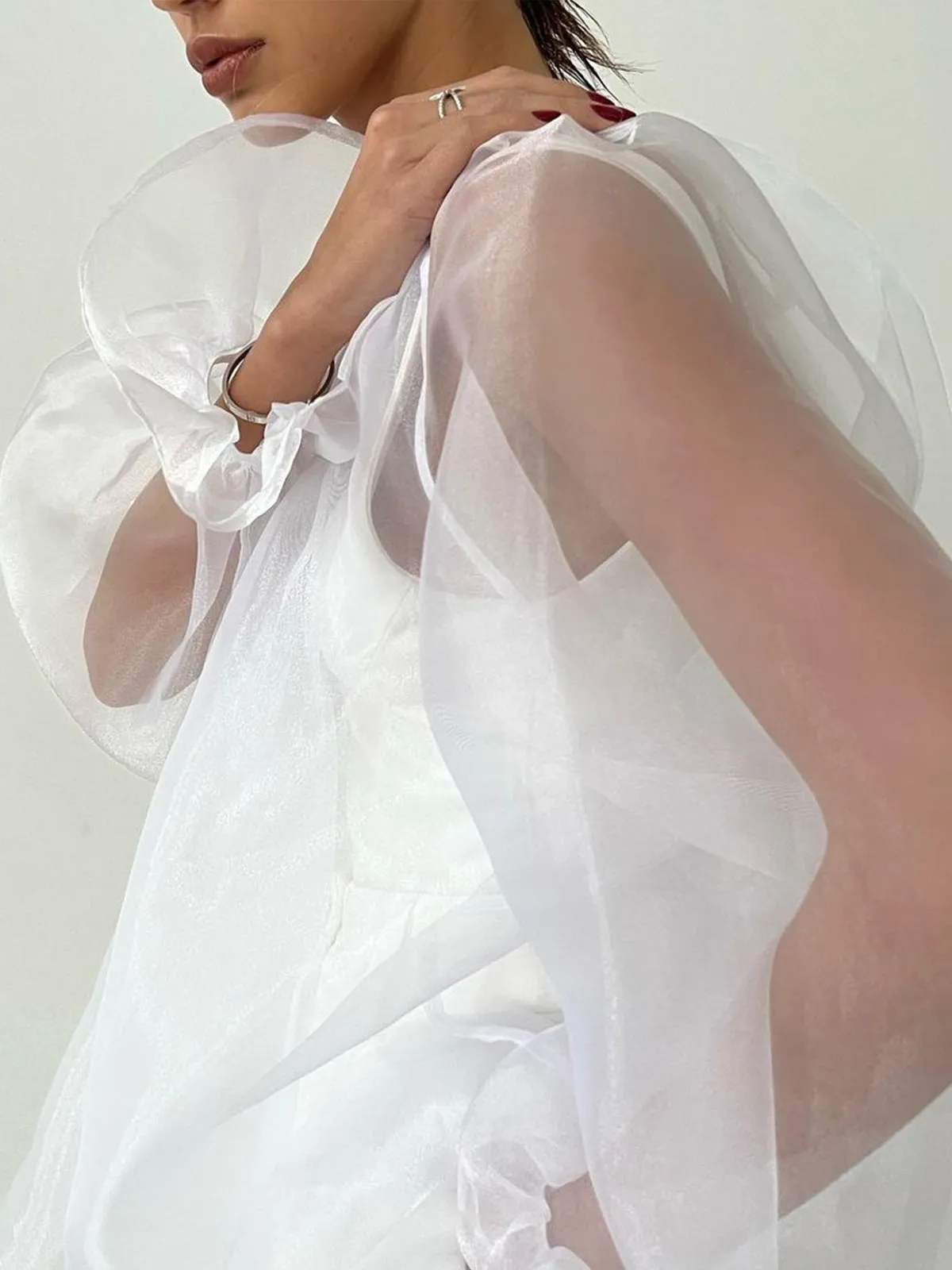 Mesh Sheer Back Knotted Shirt sold by COMMENSE product image thumbnail 4