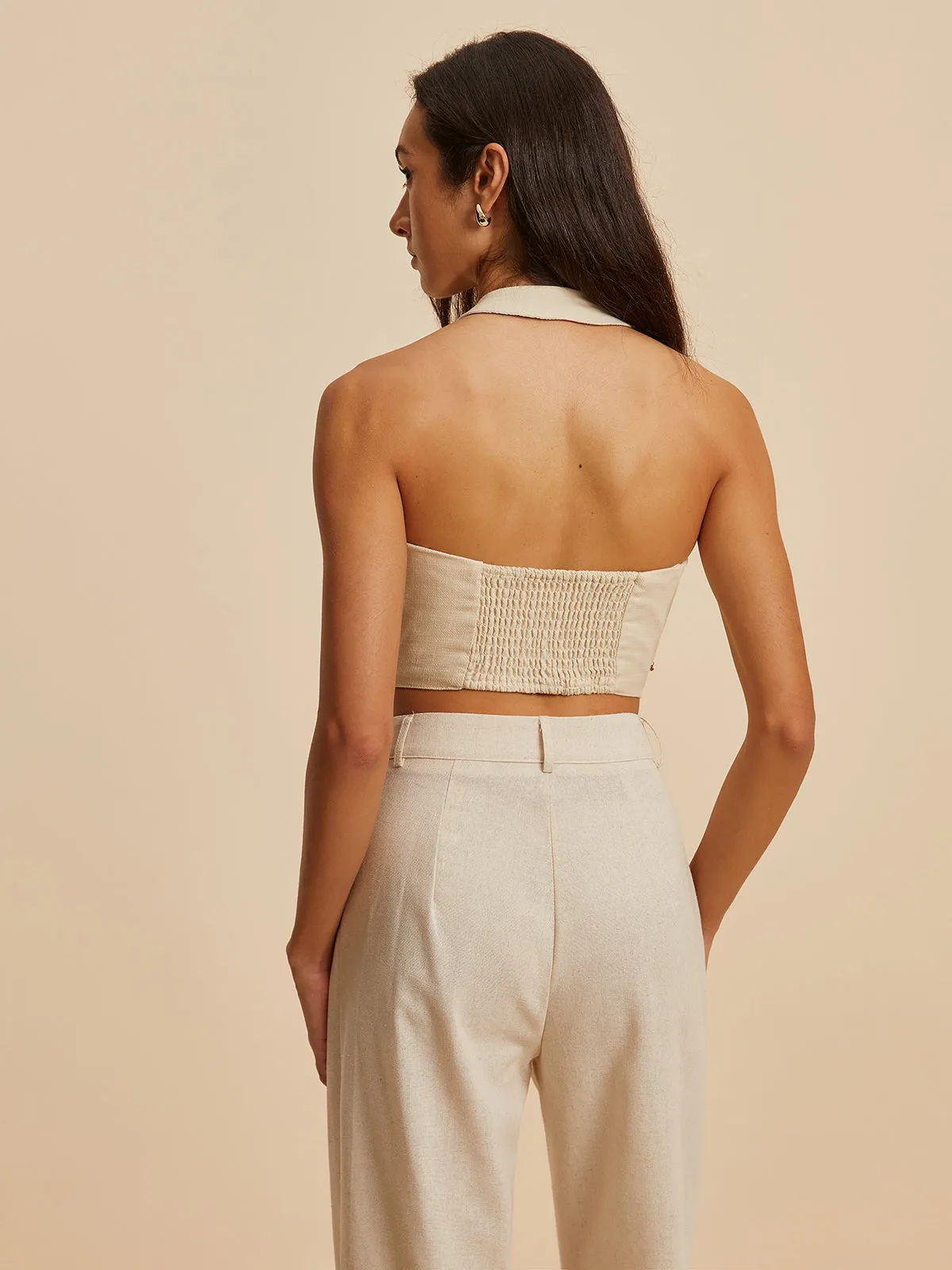 Embroidery Print V-Neck Halter Top sold by COMMENSE product image thumbnail 3