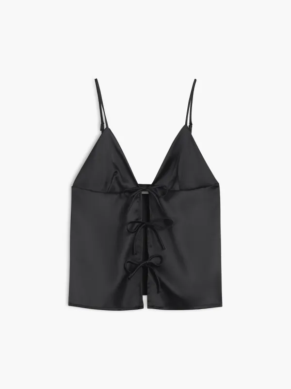 Chic Bow Satin Adjustable Straps Cami Top sold by COMMENSE