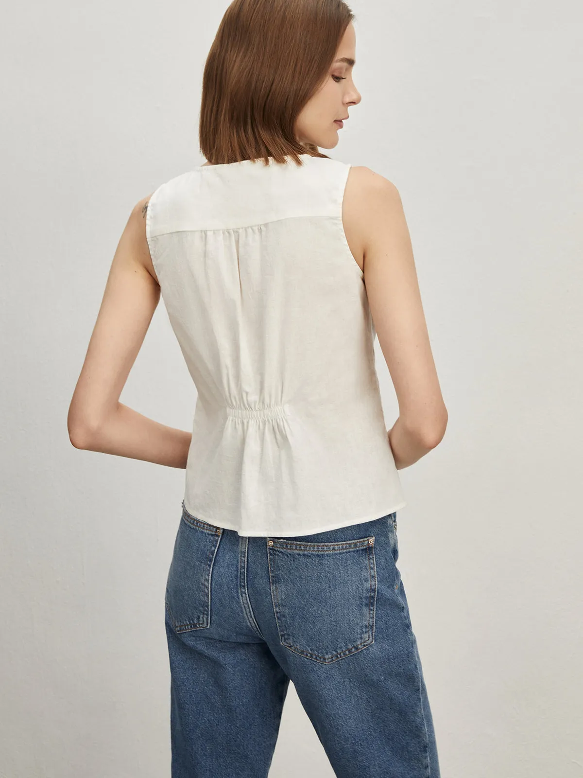 Cotton & Linen Pleated Blouse sold by COMMENSE product image thumbnail 4