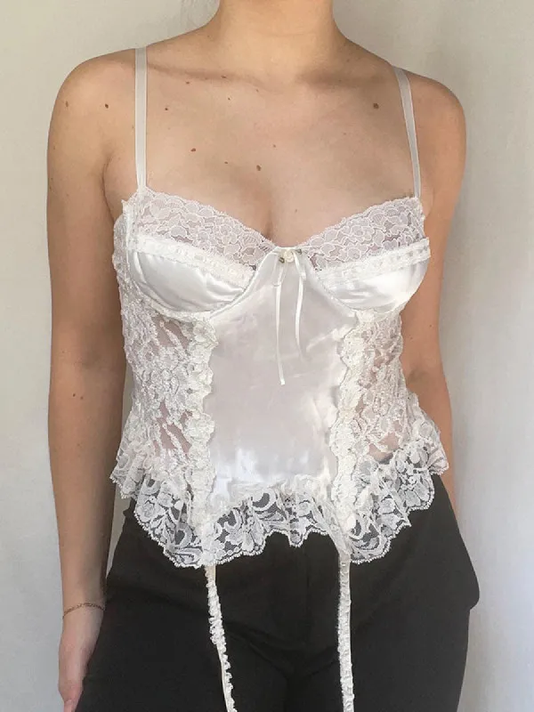 Ruffle Lace Patchwork Cami Top sold by COMMENSE