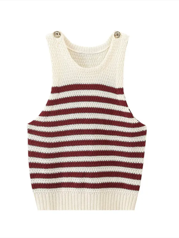 Leisure Striped Sweater Vest sold by COMMENSE