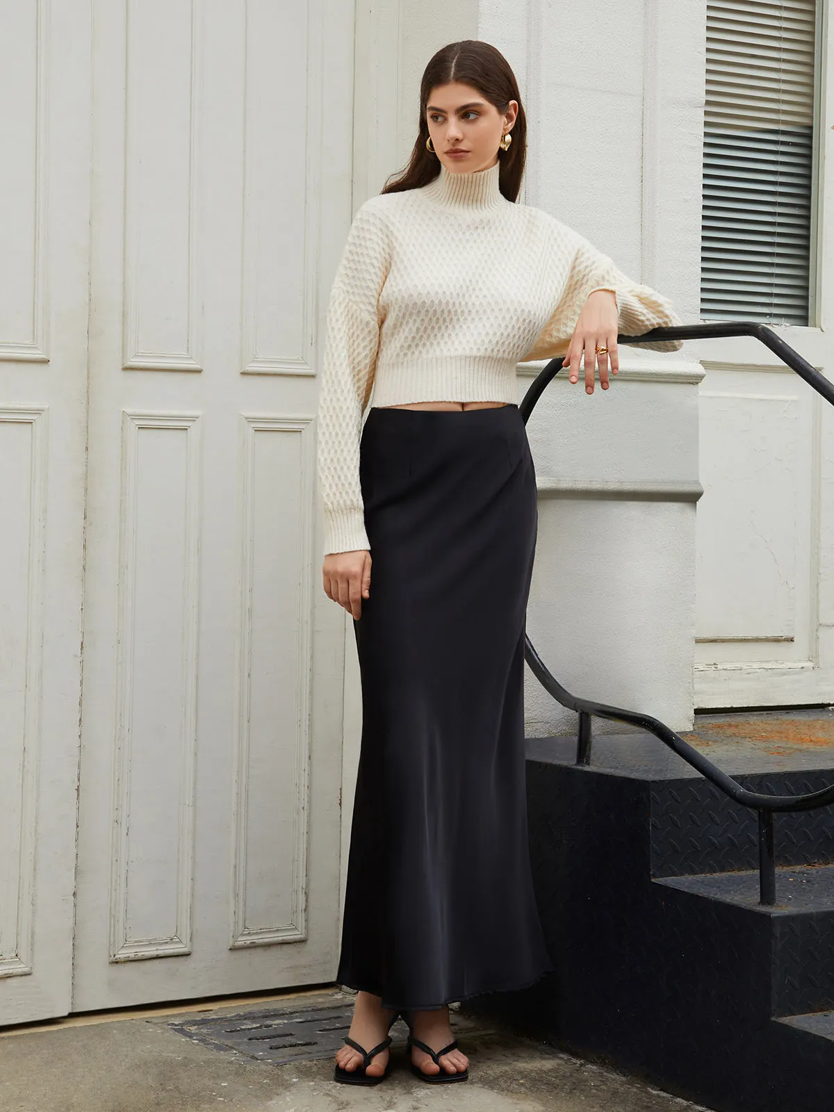 Tie Back Mock Neck Sweater sold by COMMENSE product image thumbnail 3