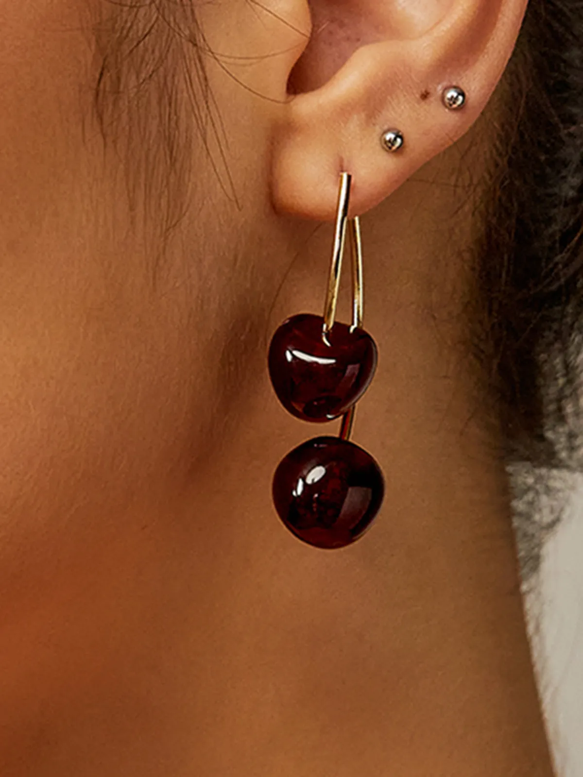 Cherry Charm Dangle Earrings sold by COMMENSE product image thumbnail 3