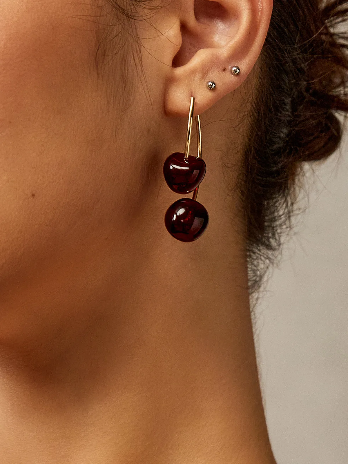 Cherry Charm Dangle Earrings sold by COMMENSE