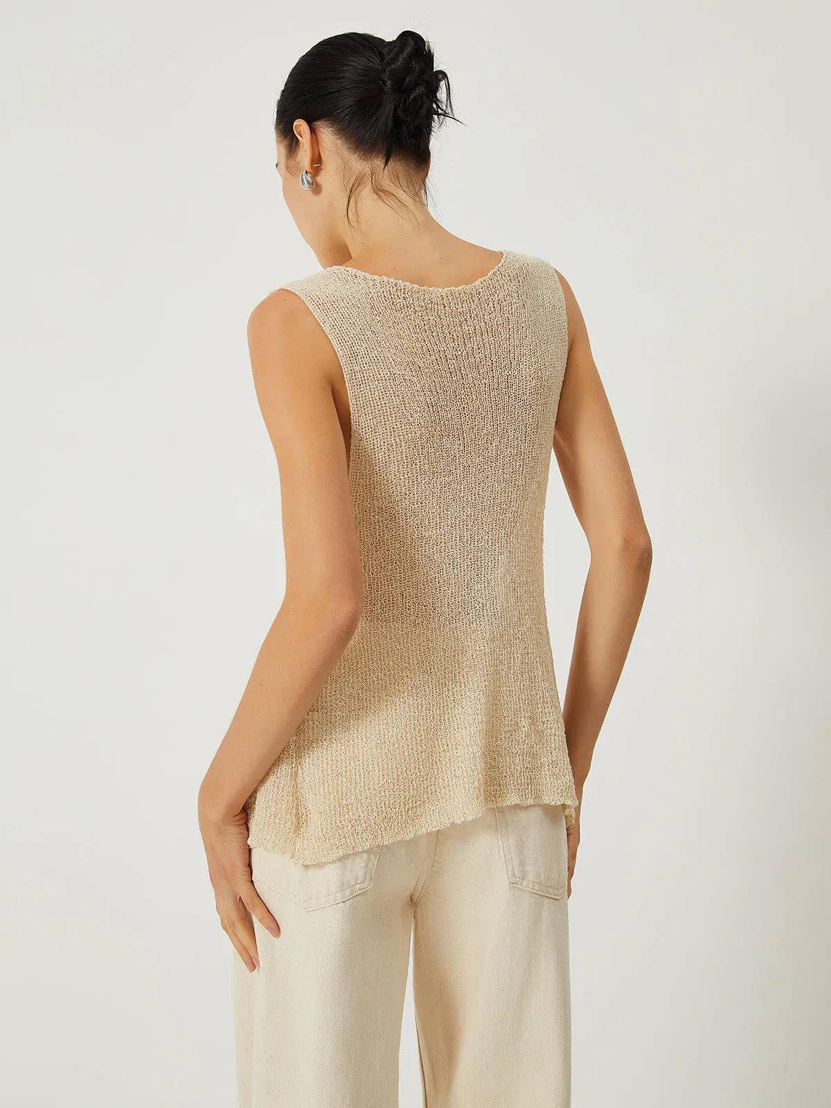 Sheer Tie Front Knit Vest sold by COMMENSE product image thumbnail 5