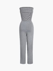 Overfold Off Shoulder Pocket Jumpsuit sold by COMMENSE