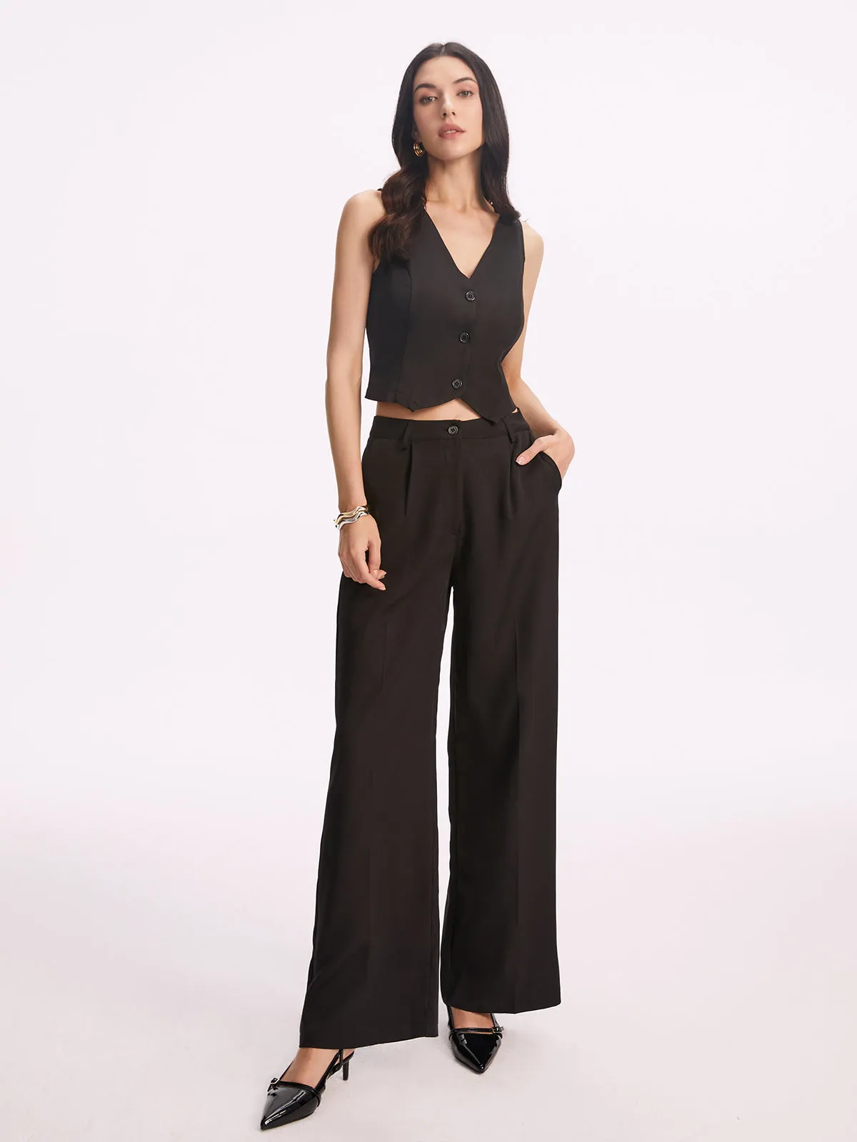 Solid Tailored Vest With Straight Leg Pants Set sold by COMMENSE product image thumbnail 3