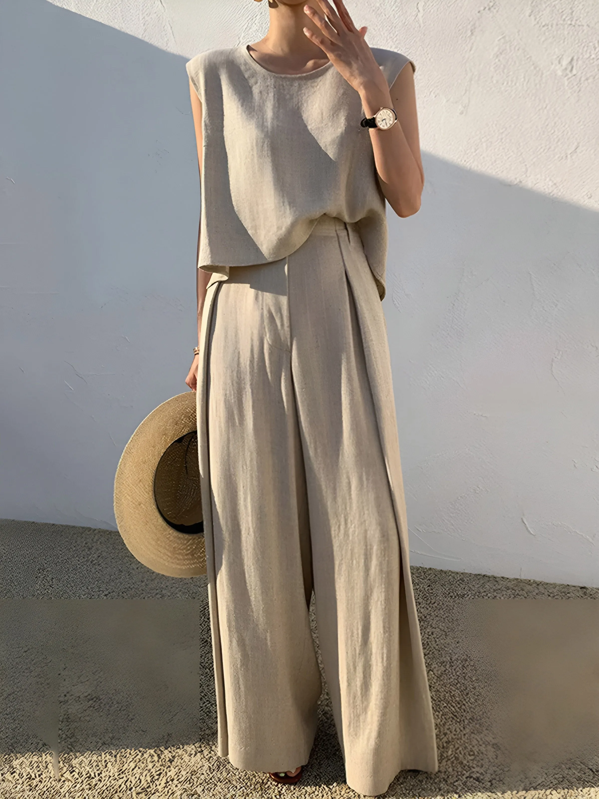 Linen Blends Casual Wide Leg Pants sold by COMMENSE product image thumbnail 3