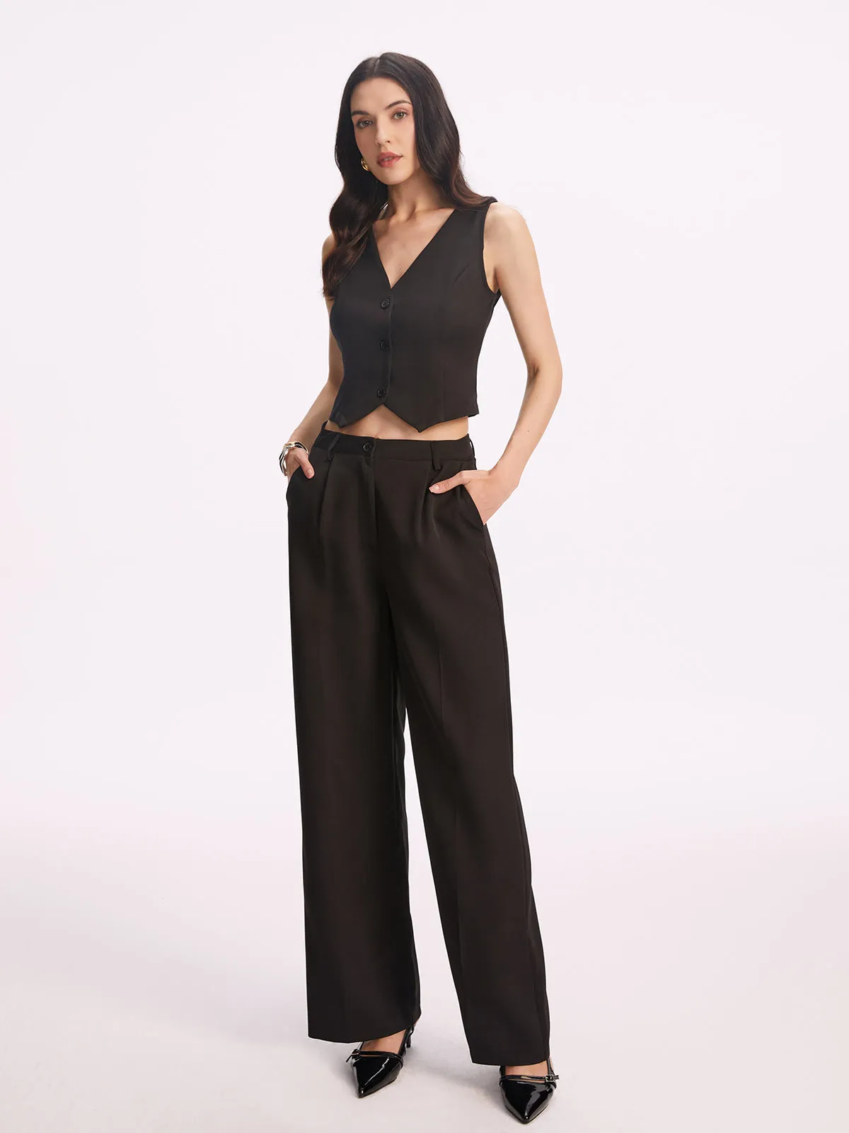 Solid Tailored Vest With Straight Leg Pants Set sold by COMMENSE product image thumbnail 4