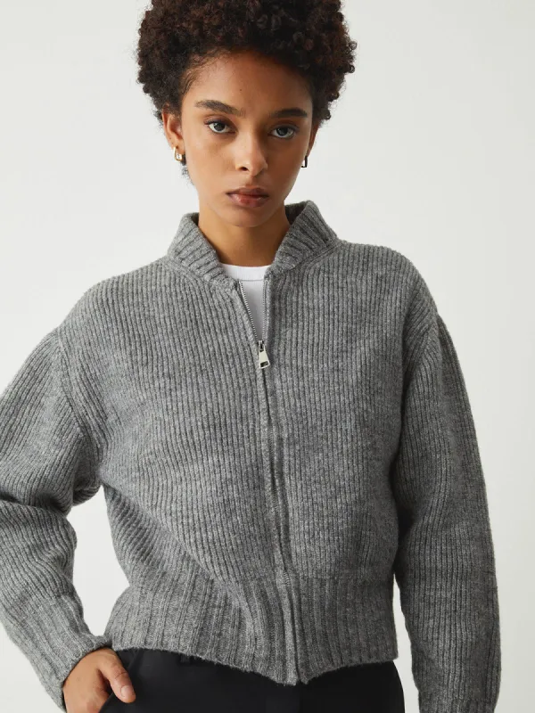 Essential Zip Up Cardigan sold by COMMENSE