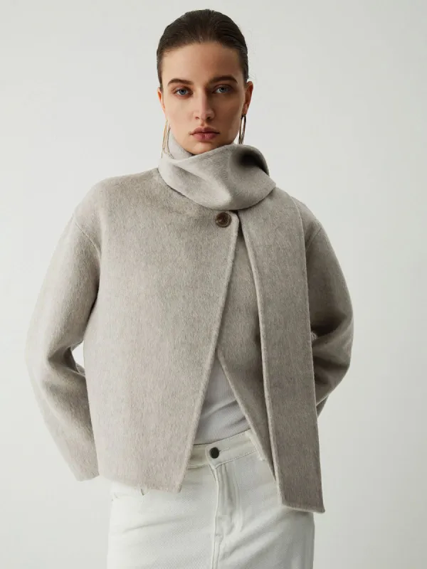 Wollen Blend Coat With Matching Scarf sold by COMMENSE