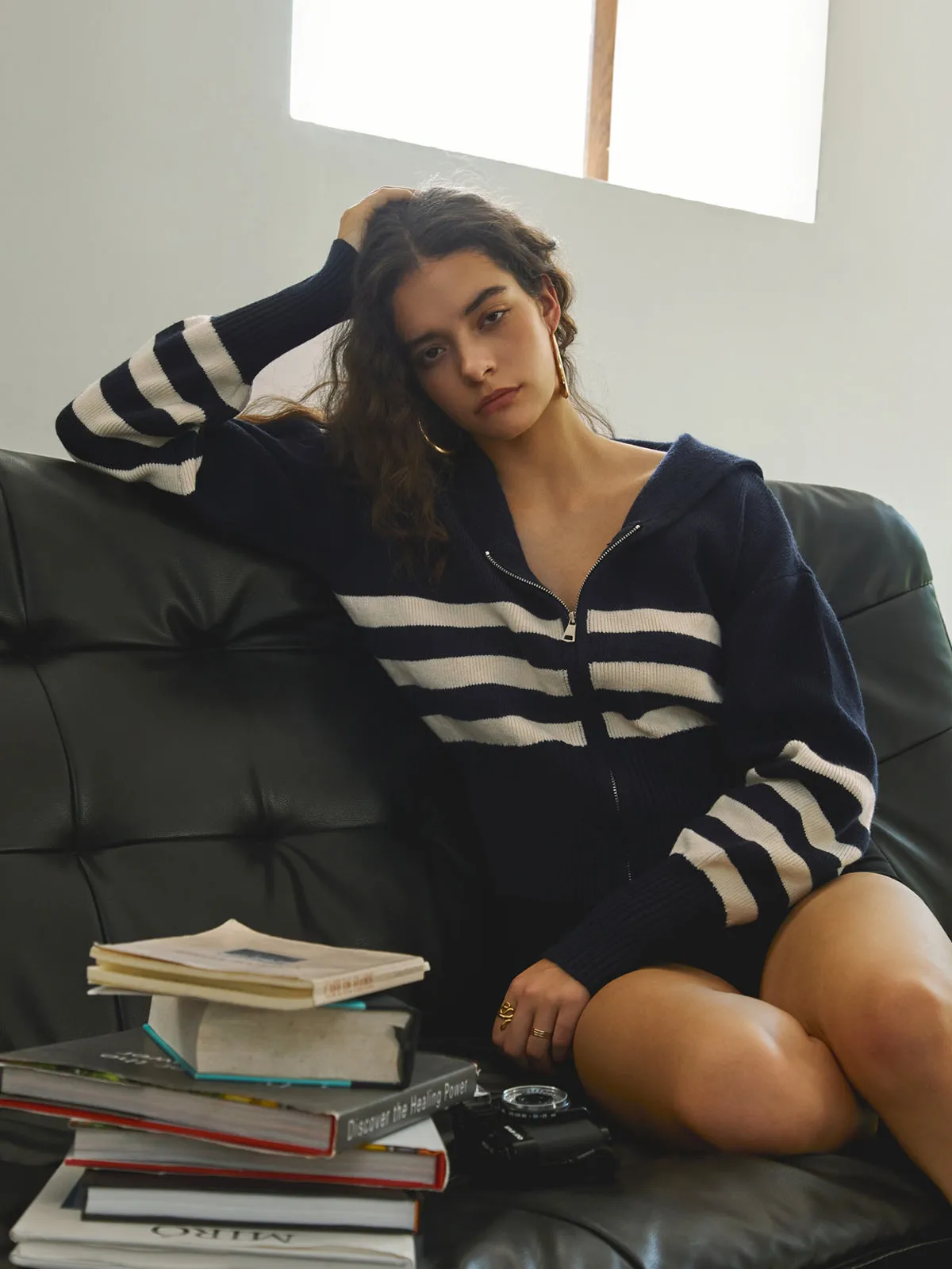 Old Money Aesthetics Stripe Cardigan sold by COMMENSE product image thumbnail 2