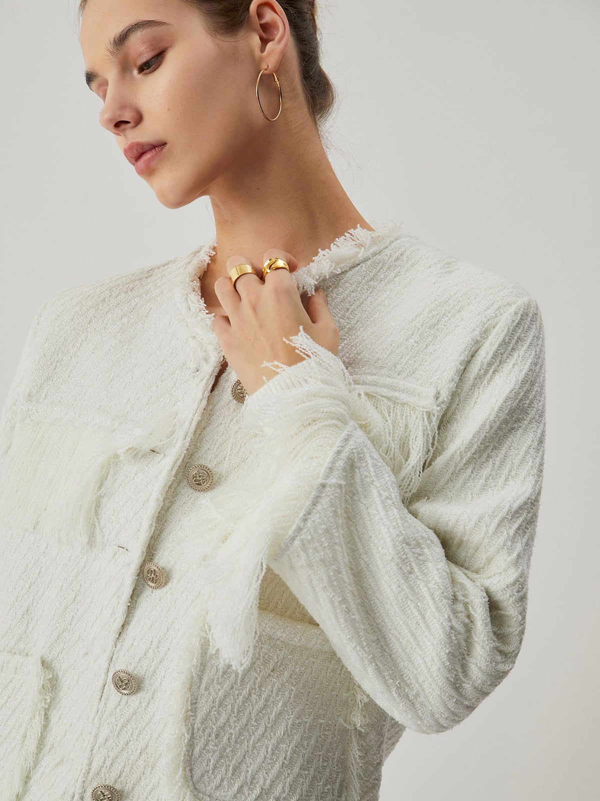 Tassel Trim Pocket Button Blazer sold by COMMENSE product image thumbnail 4