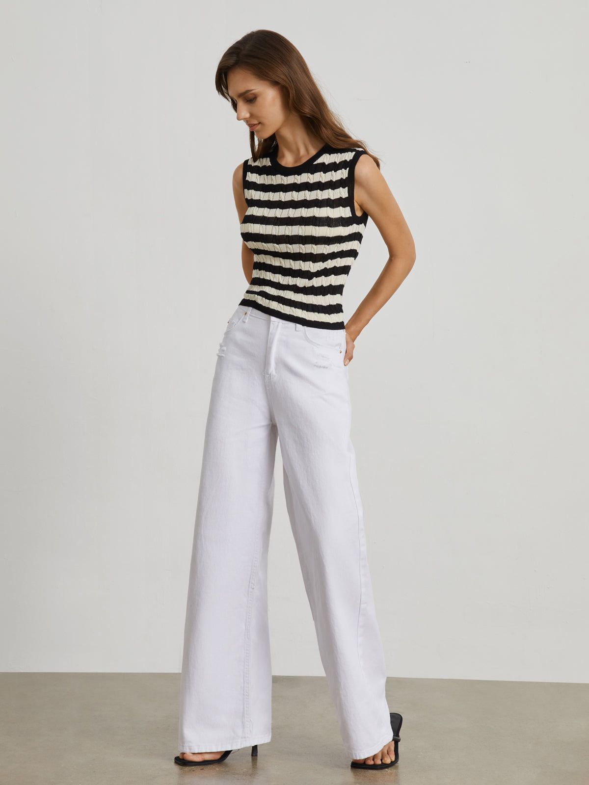 Stripe Cable Knit Vest sold by COMMENSE product image thumbnail 4