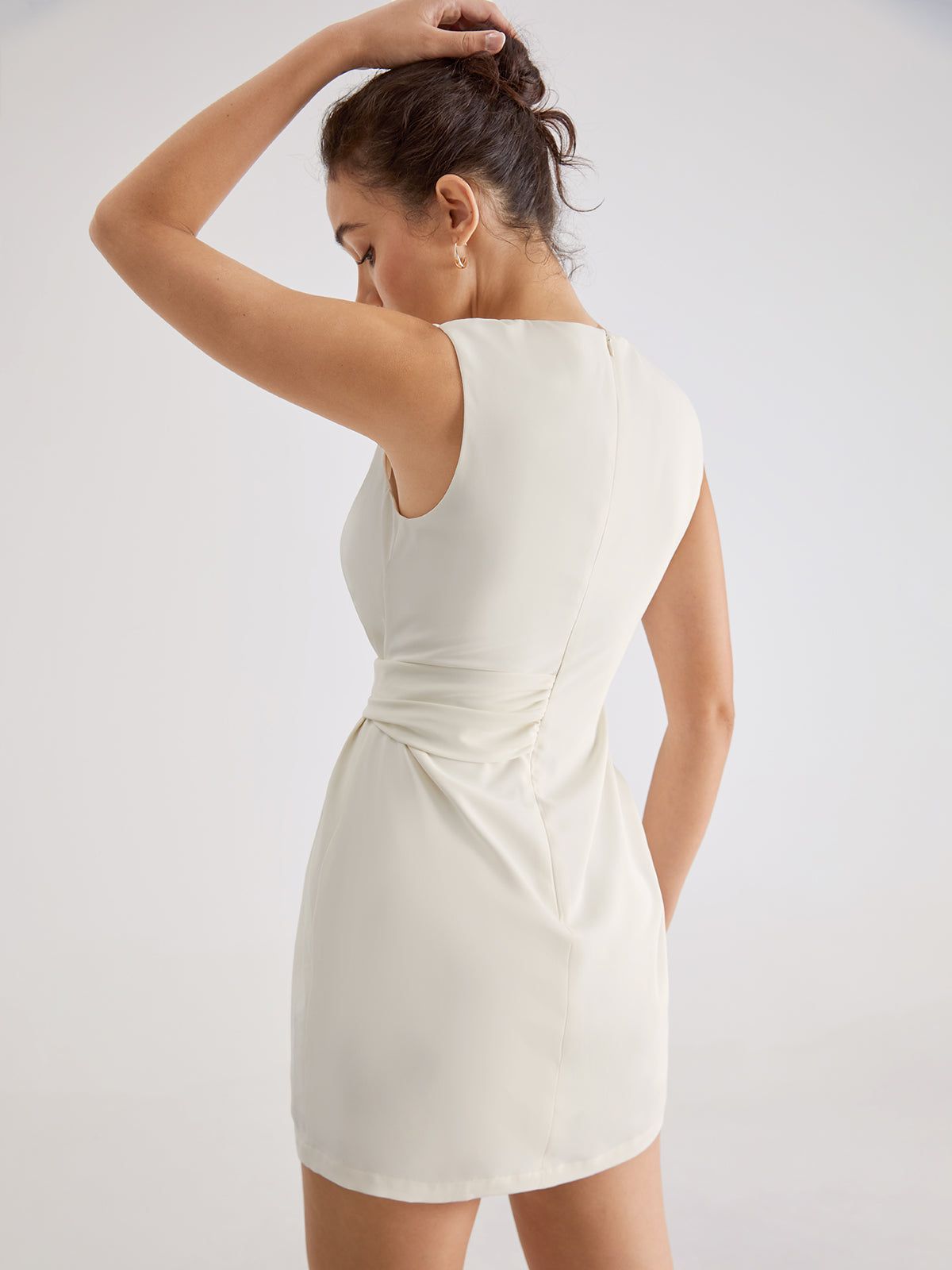 Sleeveless Wrap Pleat Mini Stretch Dress sold by COMMENSE product image thumbnail 5