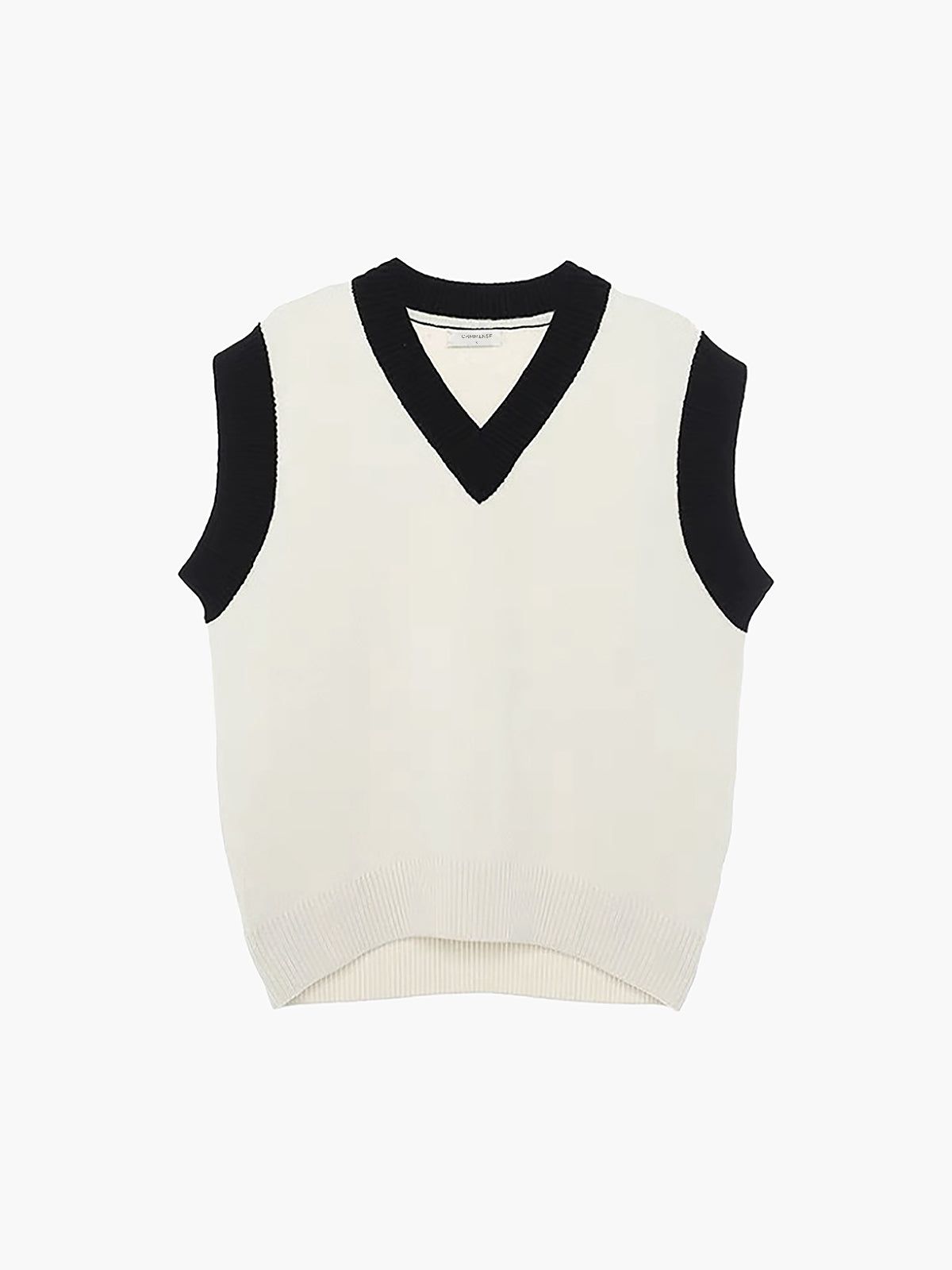 Knit Contrast Trim V-neck Sweater Vest sold by COMMENSE product image thumbnail 4