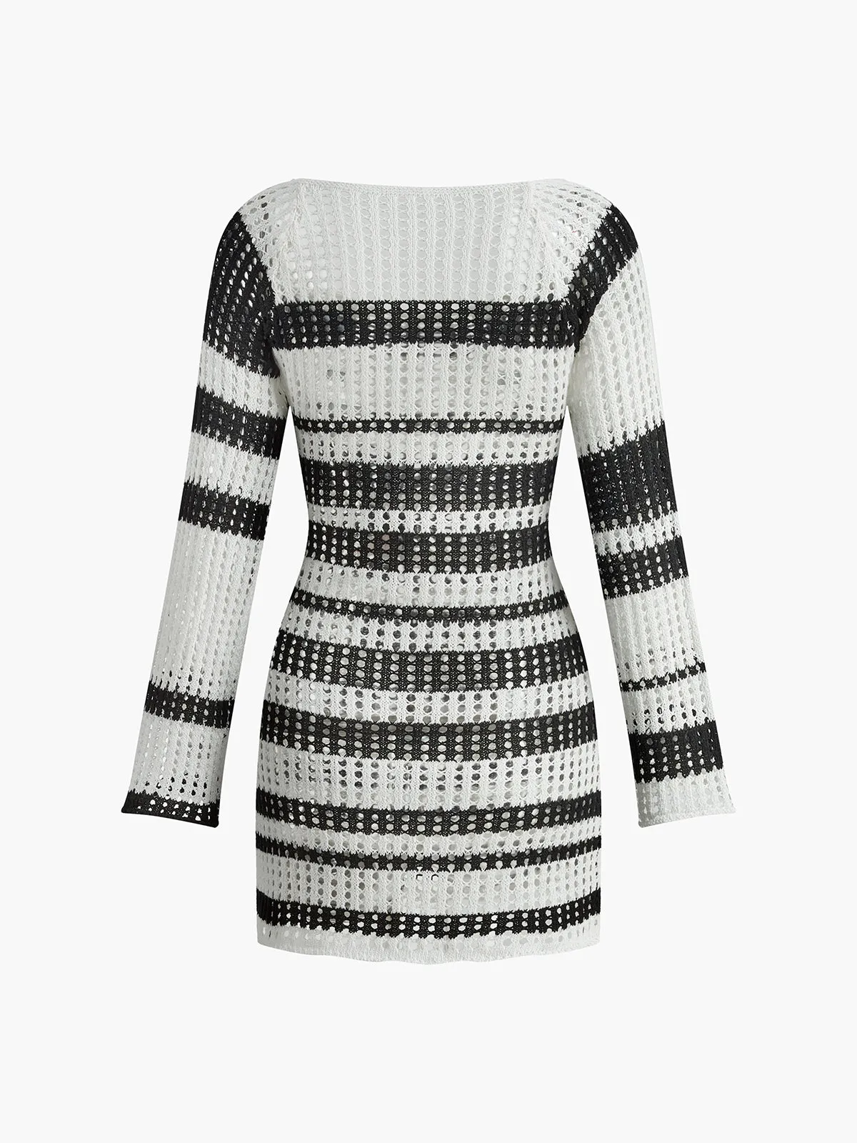 Long Sleeve Contrast Trim Sweater Dress sold by COMMENSE product image thumbnail 4