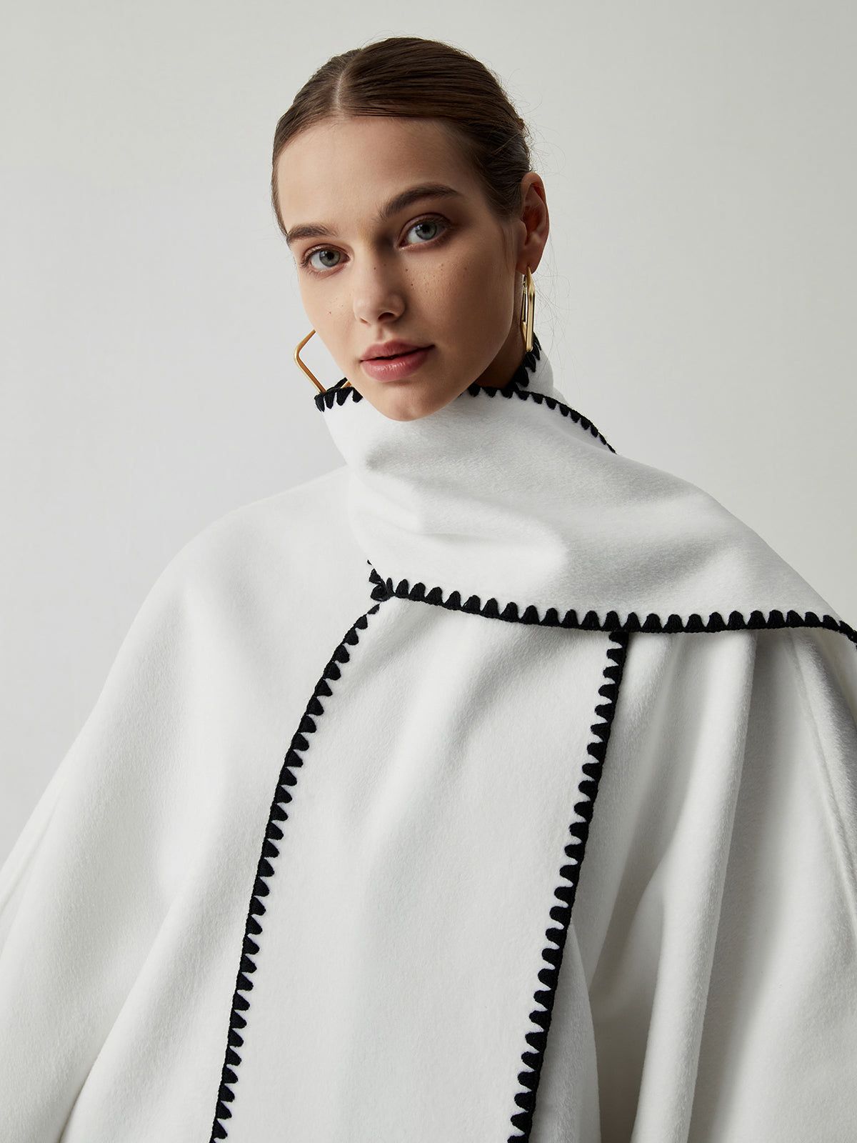 Embroidered Trim Longline Kimono Coat With Matching Scarf sold by COMMENSE product image thumbnail 4