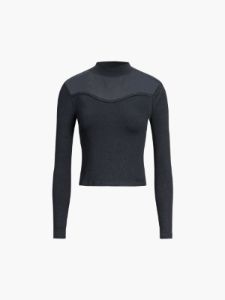 Patchwork Mesh Rib Long Sleeve Shirt sold by COMMENSE