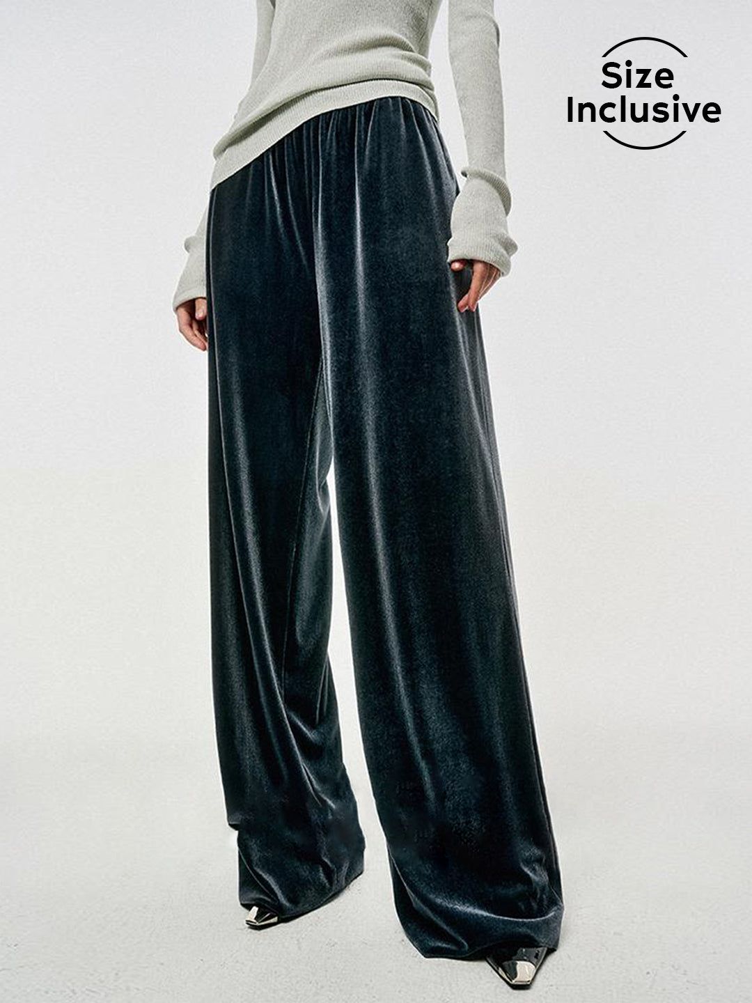 Solid Velvet Wide Leg Pants sold by COMMENSE