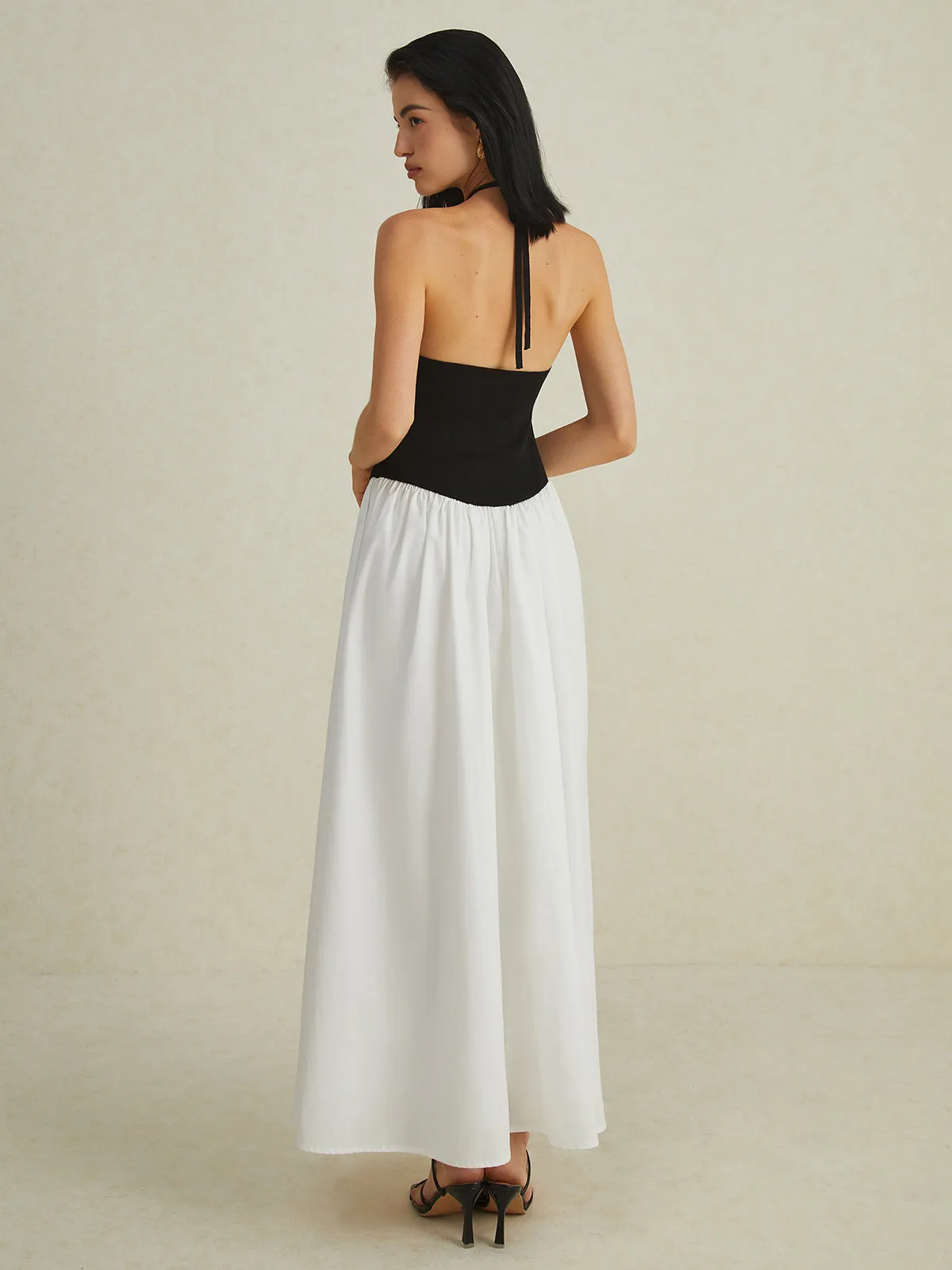 Two-Tone Halter Long Dress sold by COMMENSE product image thumbnail 3