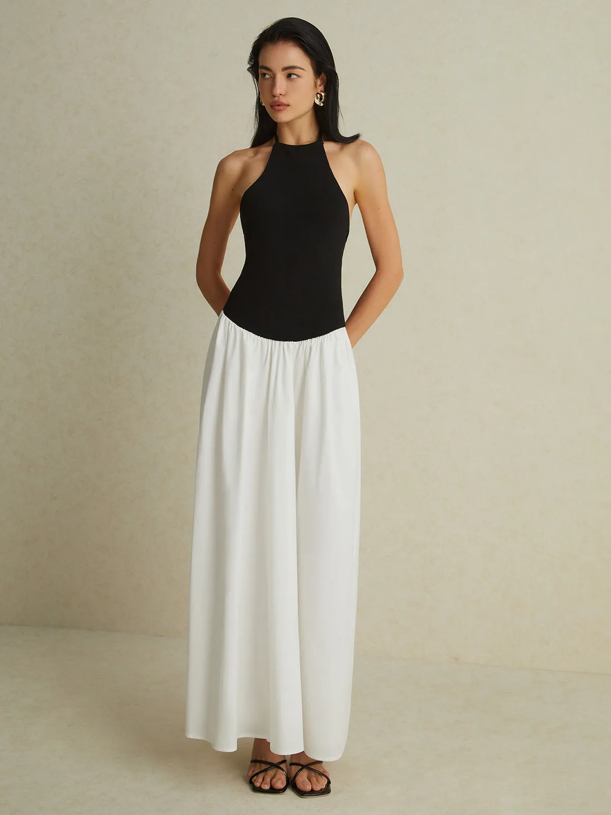 Two-Tone Halter Long Dress sold by COMMENSE product image thumbnail 4