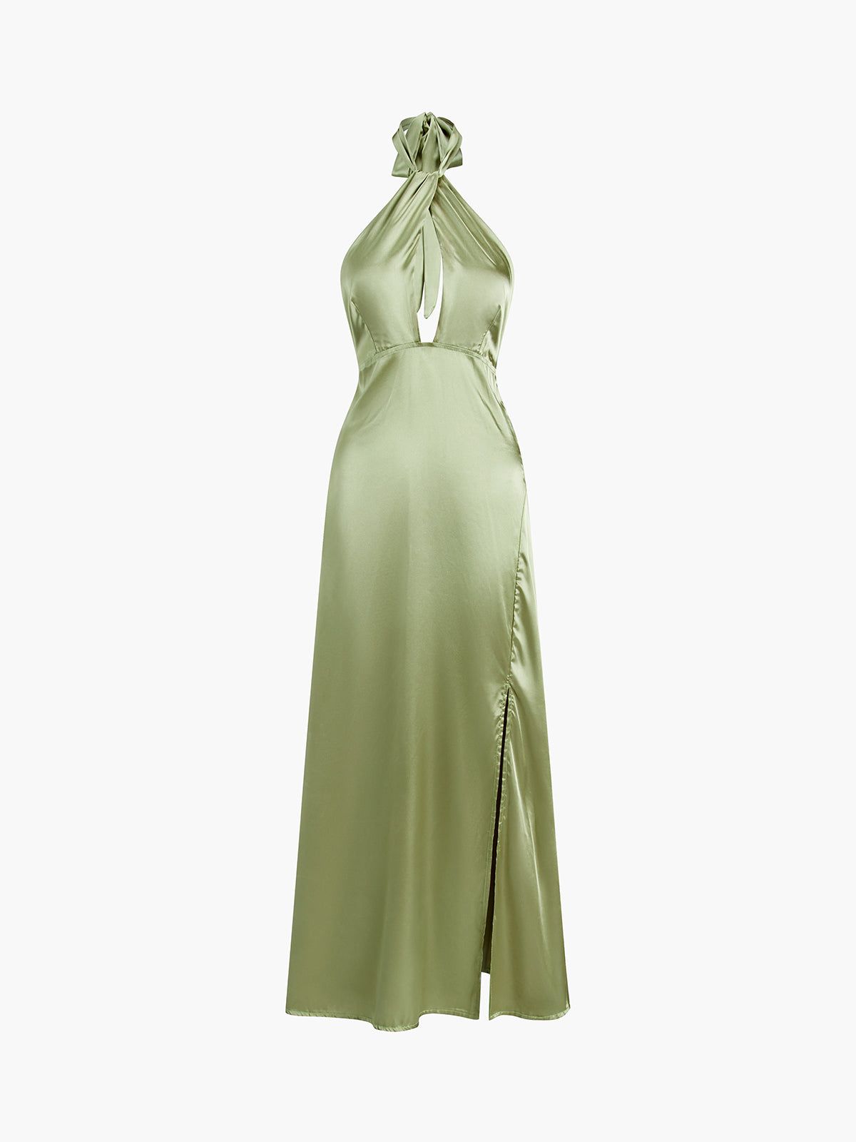 Halter Satin Open Back Long Dress sold by COMMENSE
