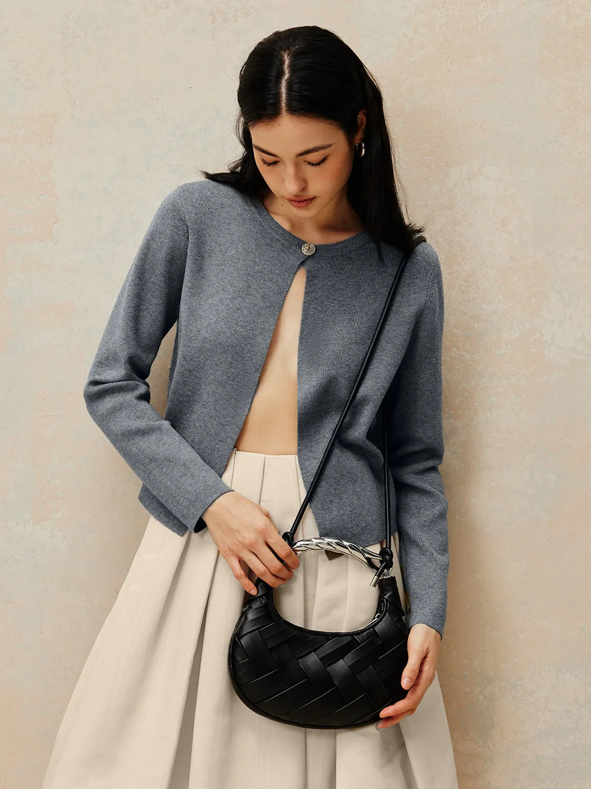 Crew Neck Button Knit Cardigan sold by COMMENSE product image thumbnail 4