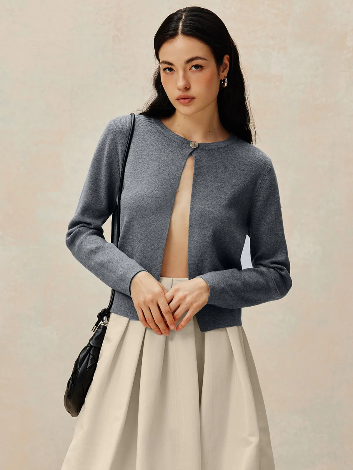 Crew Neck Button Knit Cardigan sold by COMMENSE