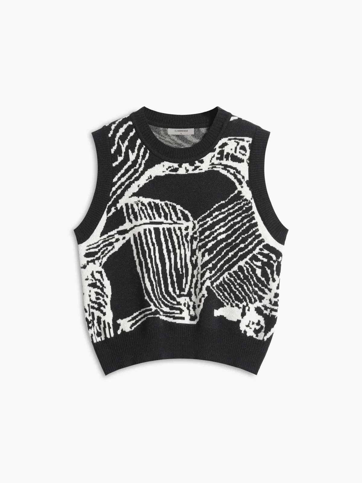 Contrast Trim Floral Sweater Vest sold by COMMENSE product image thumbnail 5