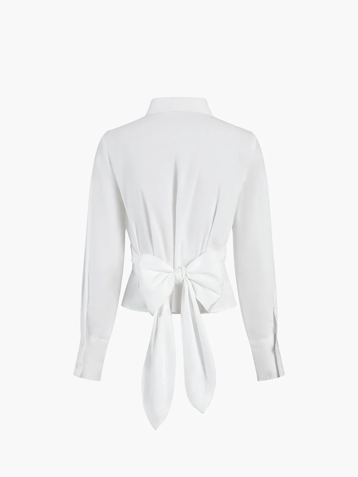 Cotton Blends Knotted Long Sleeve Shirt sold by COMMENSE product image thumbnail 2