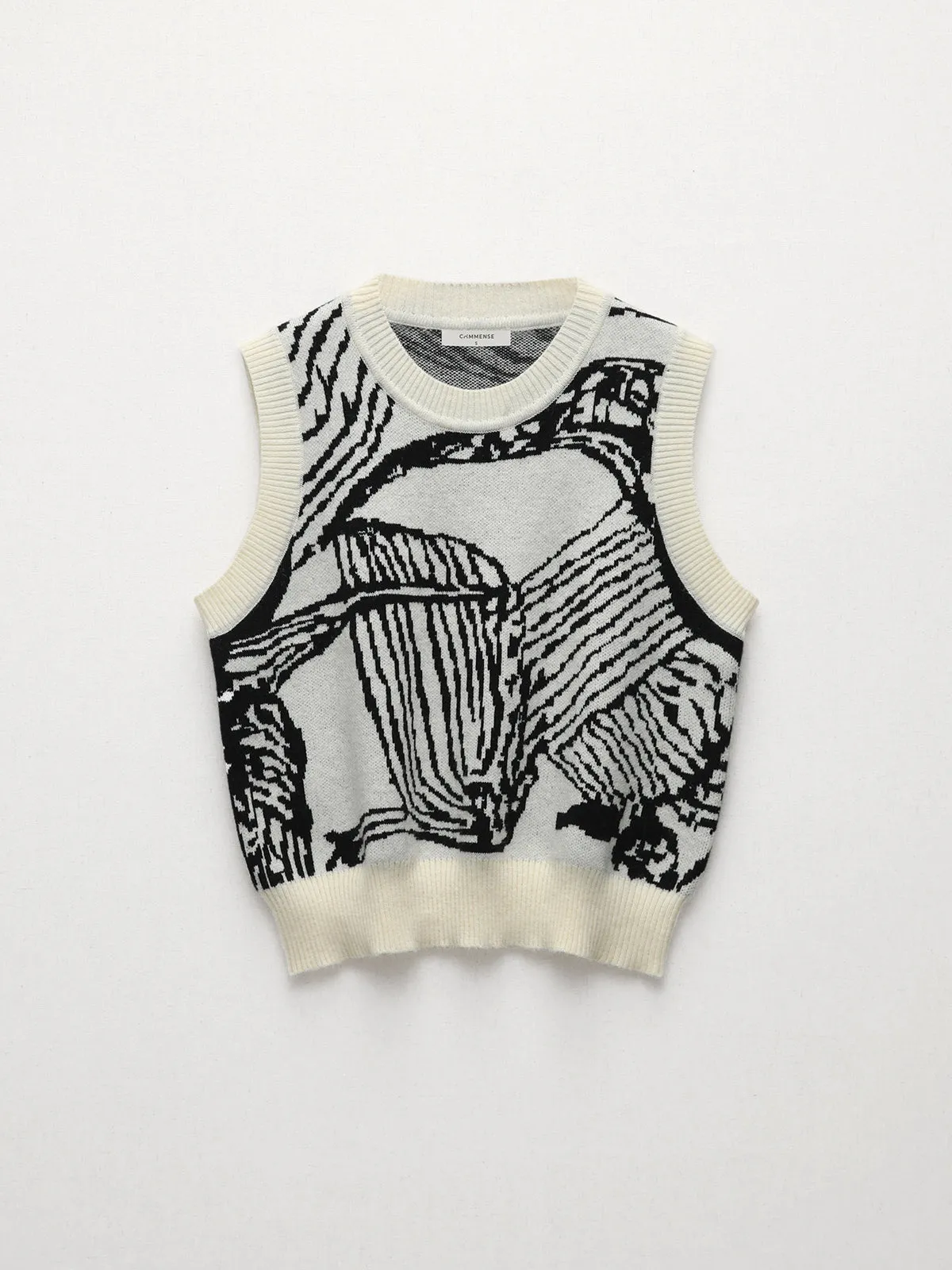 Contrast Trim Floral Sweater Vest sold by COMMENSE