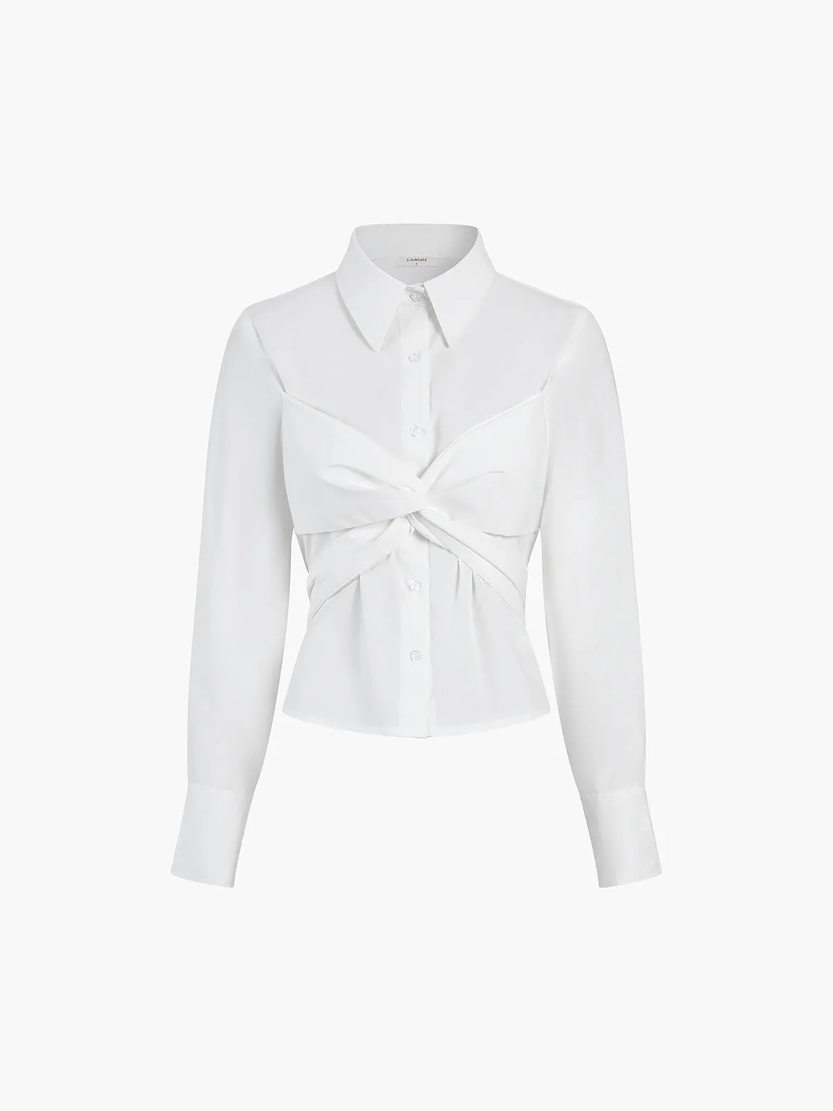 Cotton Blends Knotted Long Sleeve Shirt sold by COMMENSE