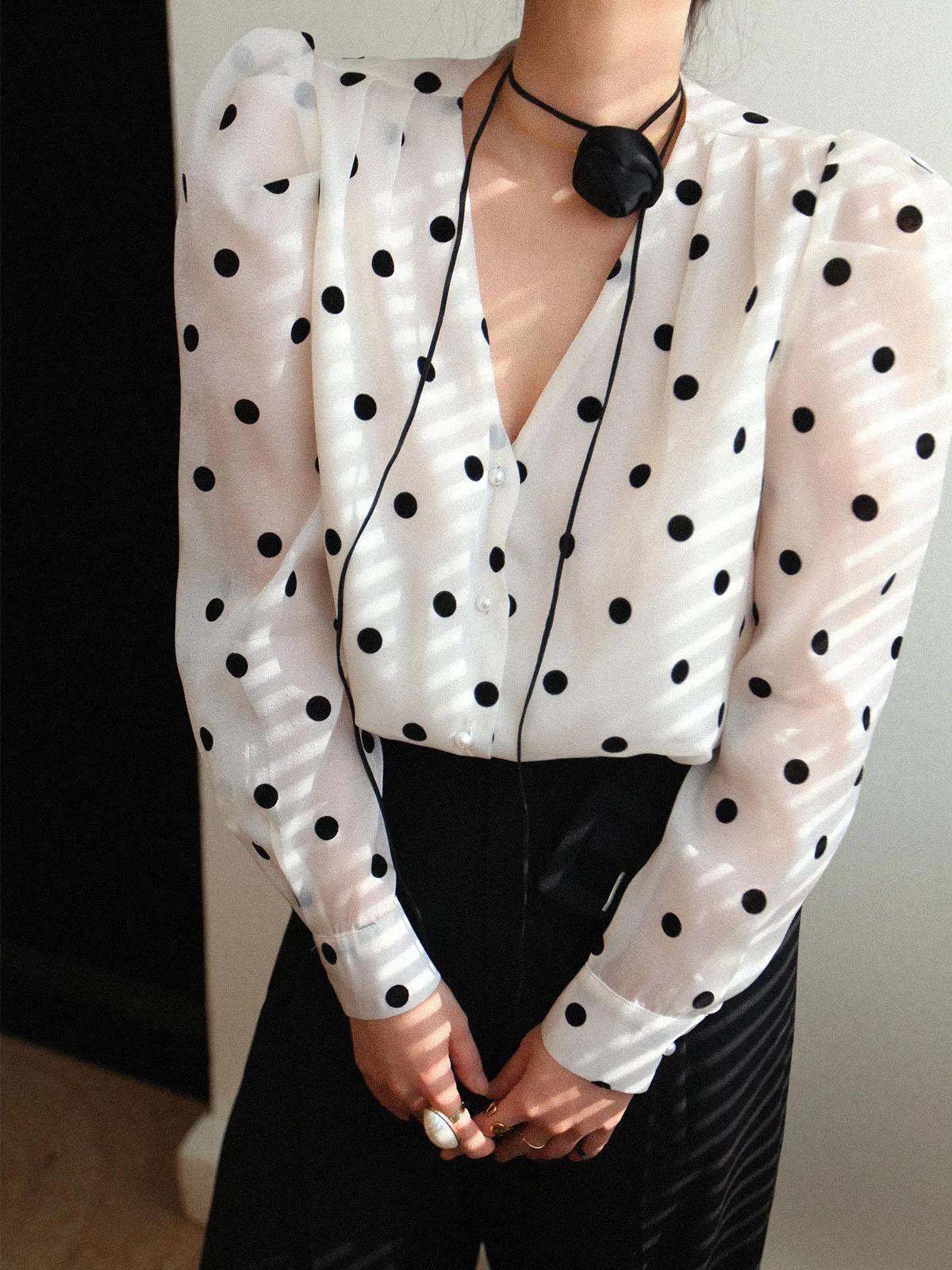 Sheer Polka Dot Blouse sold by COMMENSE product image thumbnail 3