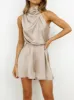 Ruched Satin Jumpsuit sold by COMMENSE