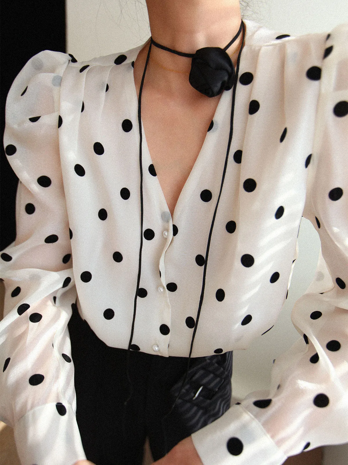 Sheer Polka Dot Blouse sold by COMMENSE product image thumbnail 4