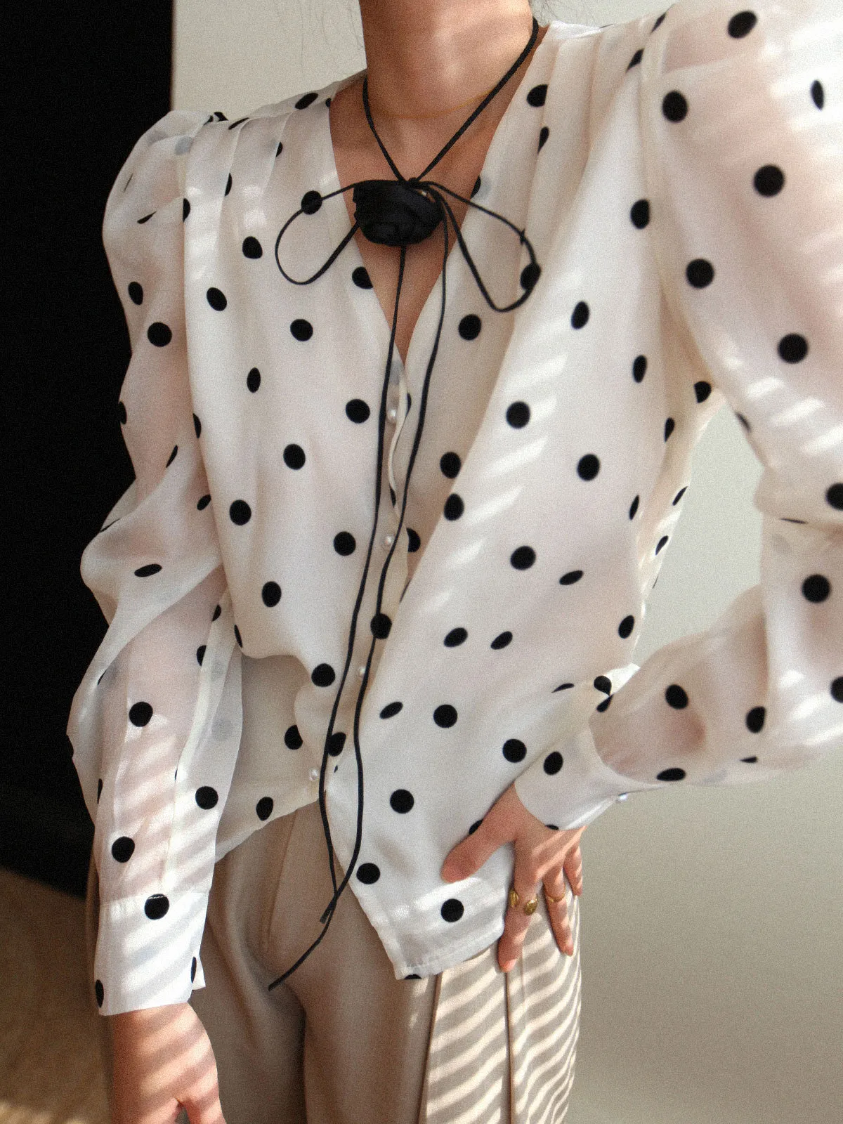Sheer Polka Dot Blouse sold by COMMENSE
