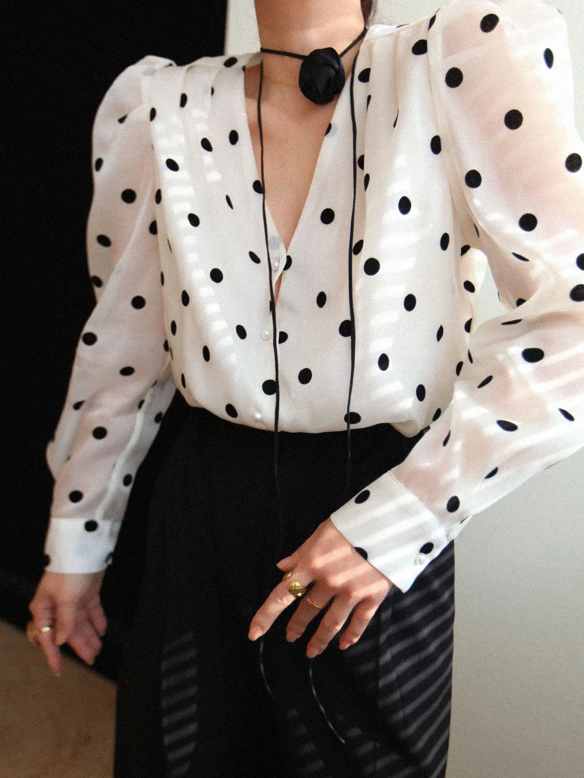 Sheer Polka Dot Blouse sold by COMMENSE product image thumbnail 2