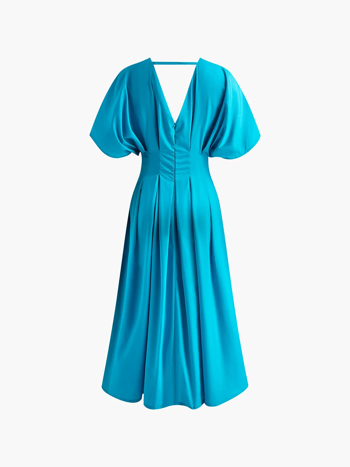 V-Neck Pleated Bell-Sleeve Dress sold by COMMENSE product image thumbnail 3