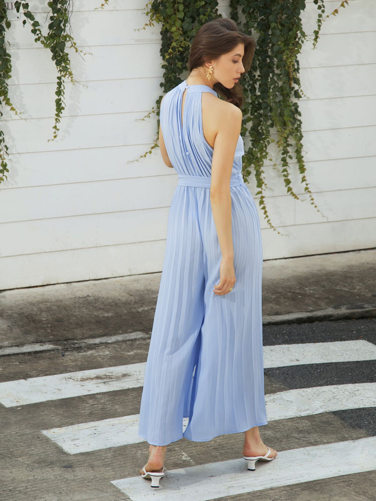 Coastal Breeze Pleat Tied Jumpsuit sold by COMMENSE product image thumbnail 5