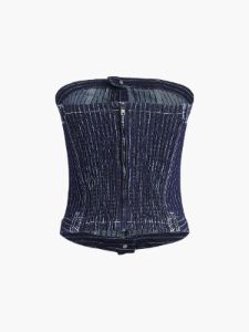 Vintage Denim Zippered Strapless Tube Top sold by COMMENSE