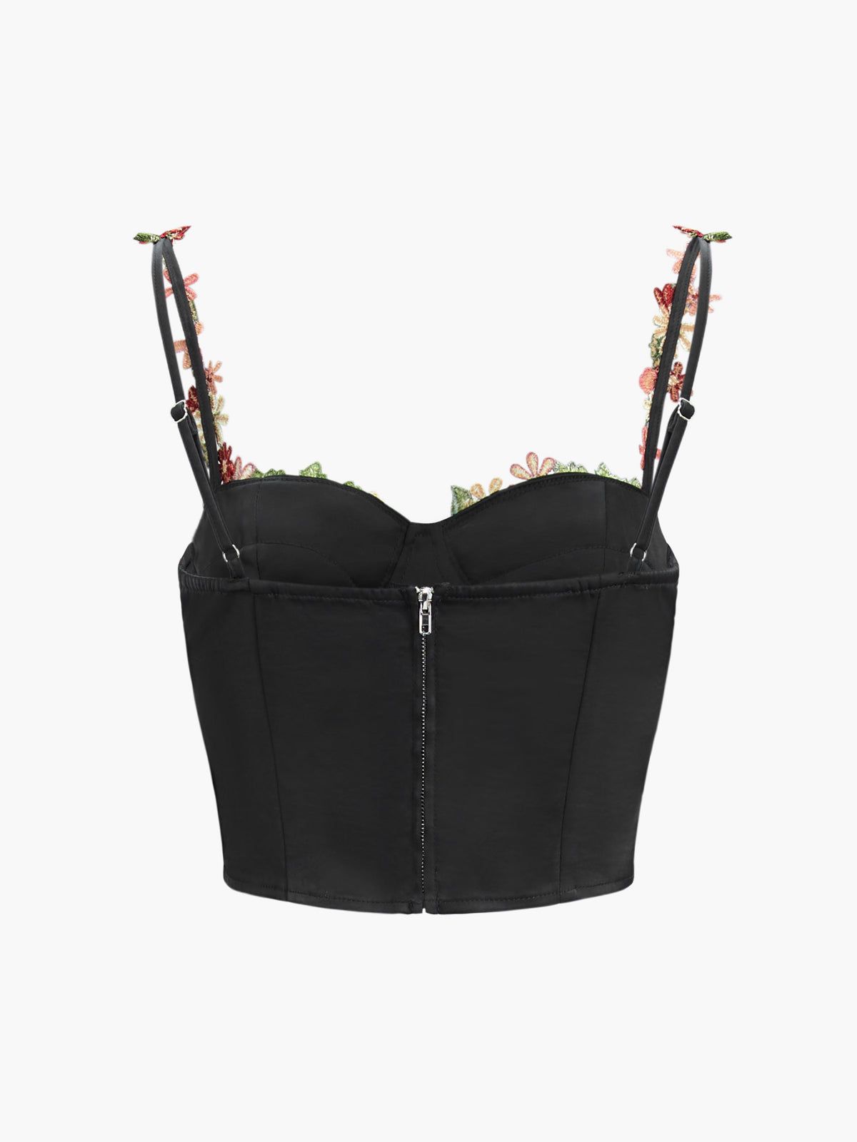 Floral Satin Cup Detail Crop Top sold by COMMENSE product image thumbnail 2