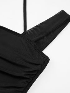 Halter Off Shoulder Mesh Crop Top sold by COMMENSE
